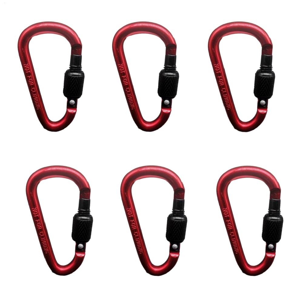6pcs/set Aluminum Alloy Carabiner D Ring Tent Rope Tensioner Tent Wind Rope Buckles Backpack Buckle Hook For Camping Accessory