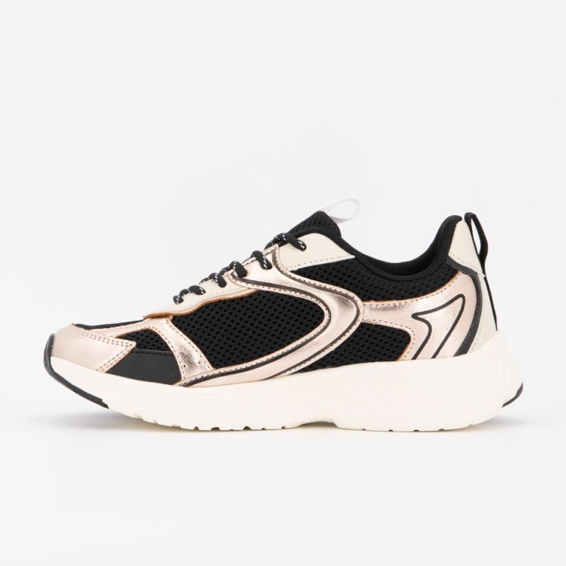 Baskets basses gold toile avec lacets à motifs Femme LE TEMPS DES CERISES