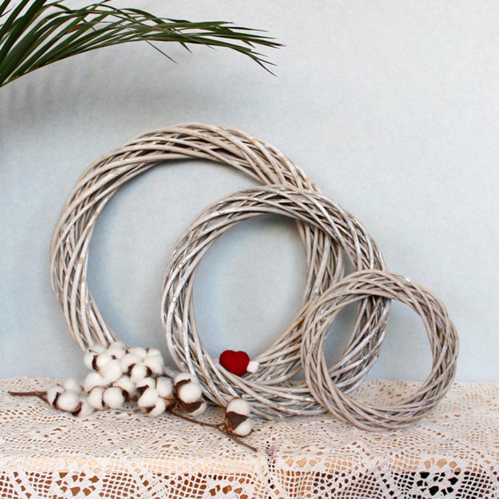 Wedding Rattan Ring Wreath, Grey Wicker Vine Garland, Bright Color, Great Details, Suitable for Physical Stores, 20CM Diameter