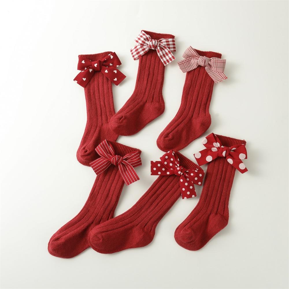 Bowknot Toddler Hosiery Casual Bow Middle Tube Socks New Red Socks Children