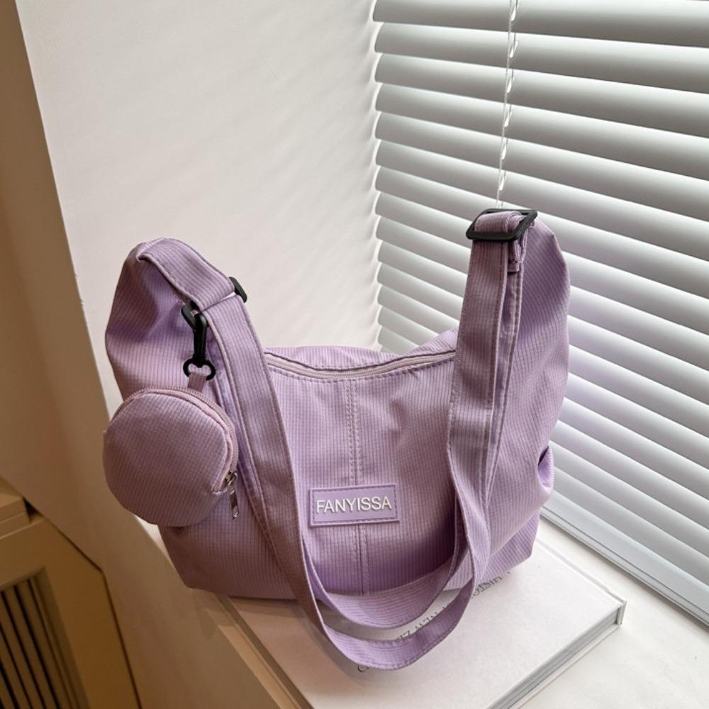 Cream Color Canvas Bag with Coin Purse Korean Style Simple Dumpling Bag  Women