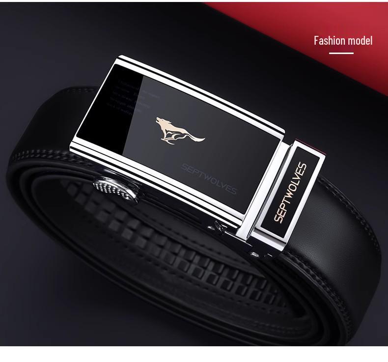 Men's High-End Cowhide Leather Belt with Automatic Buckle - Fashionable Gift for Young Professionals