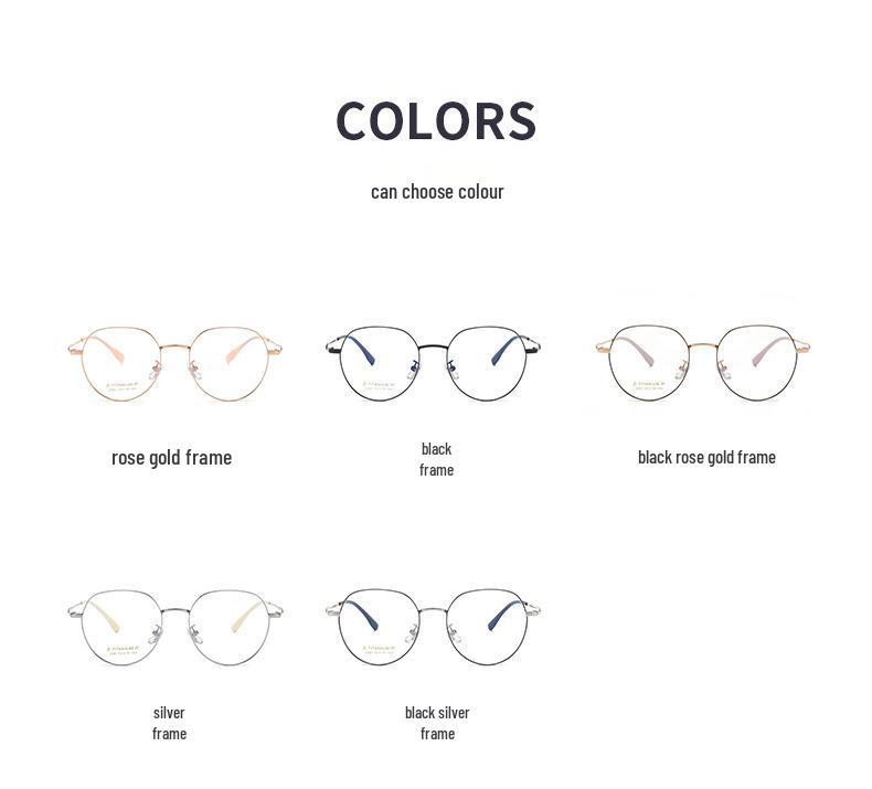 2023 Korean Style Ultra-light Titanium Round Glasses with Exquisite Crotone Temple