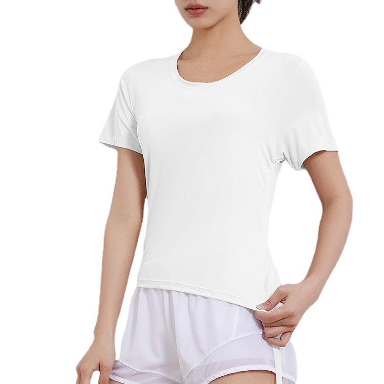 Women's Ice Silk Slim-Fit Quick-Dry Yoga & Running T-Shirt - Short Sleeve, Round Neck, Summer Activewear