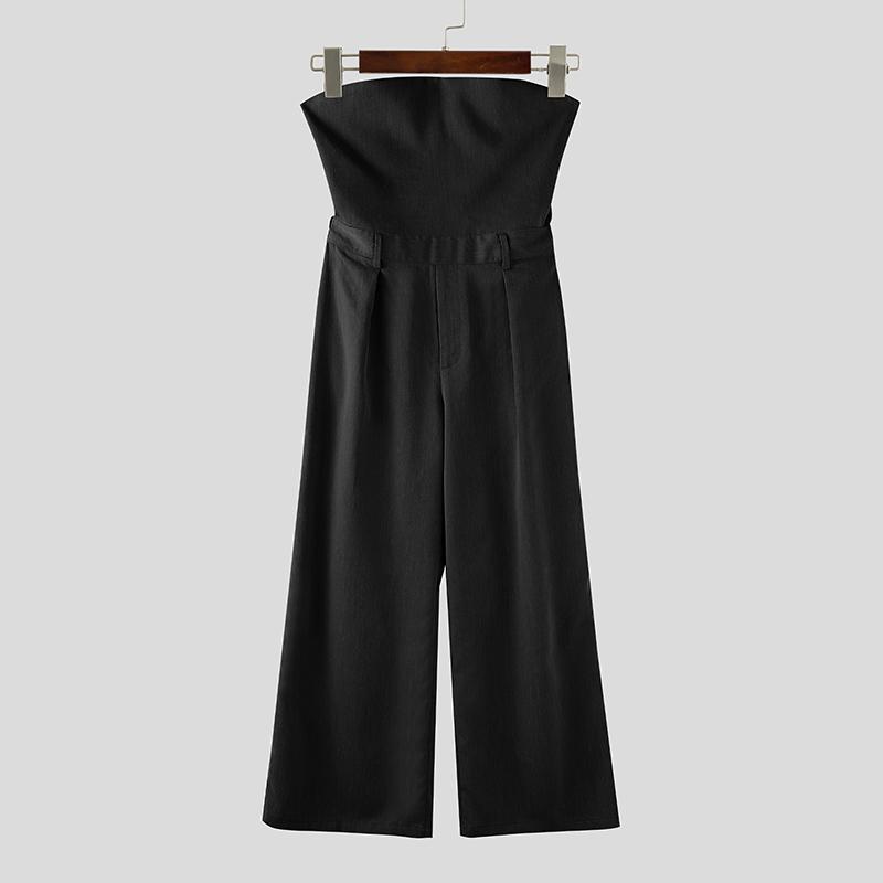 

INCERUN Men Zip-up High Waist Tube Design Casual Long Loose Pants Trousers L чёрный