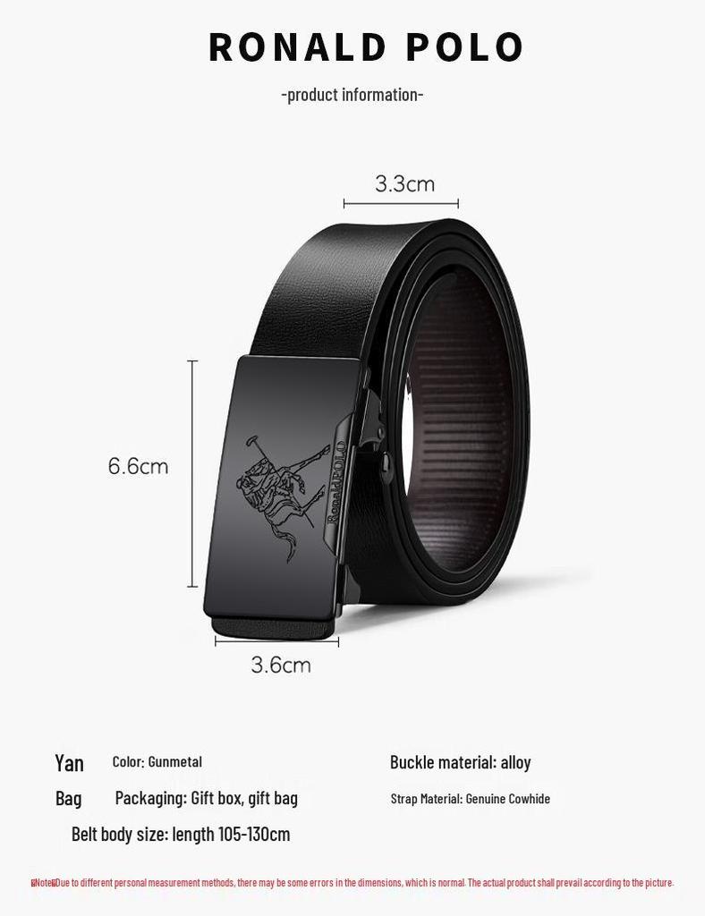 Platinumstone Men's Genuine Leather Belt - Automatic Buckle, Business Casual, in Stock.