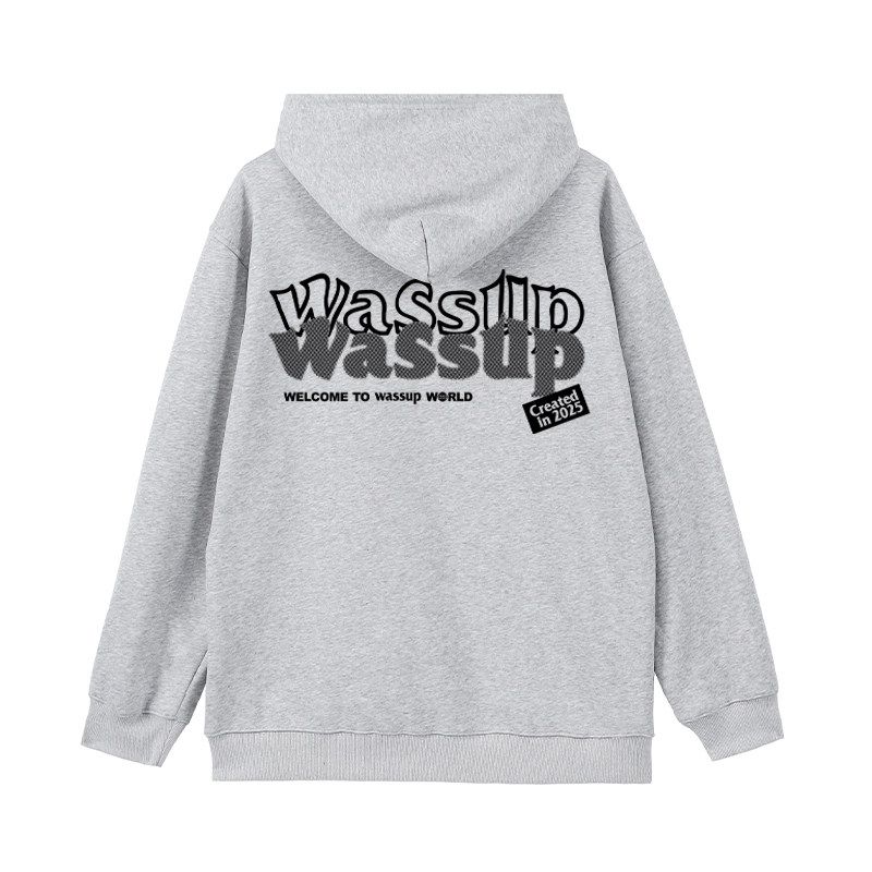 

Wassup Мужское худи тяжеловес в американском стиле, новинка осени и зимы 2025, свободный крой, повседневный, модный, универсальный, трендовый брендовый топ Gray (Heavyweight Basic) L
