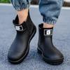 Men's Short-Tube Non-Slip Rain Boots Fashionable Low-Top Water Shoes Pvc One-Time Molded Rain Boots, Pastoral Labor Waterproof Shoes