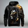Fierce Animal Lion Pattern 3D Digital Printing Men's Fashionable Hooded Sweatshirt