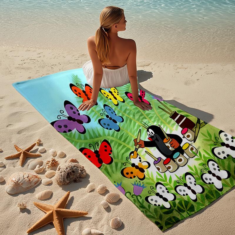 Proof Beach Towel with a The Little Mole1 Pattern - Soft,absorbent,quick-drying,machine Washable - Perfect for Swimming,camping,bathing