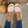 Womens Summer Retro Elegant Sandals Clip Toe Floral Embroidered Slingback Wedge Shoes Thin Sole Comfort Lightweight Sandals
