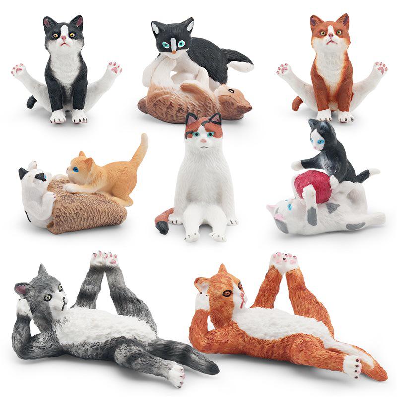 Children's Black and White Kitten Simulation Set - Toy Cat Figurine