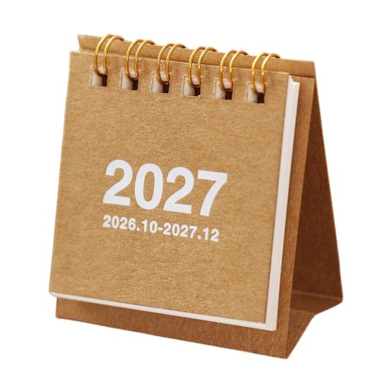 Tragbarer Schreibtischkalender für das Büro, Mini-Schreibtisch 2026-2027, Okt. 2026 bis Dez. 2027, Aufstellbarer Klappkalender, Kleiner funktionaler Planungskalender, 14