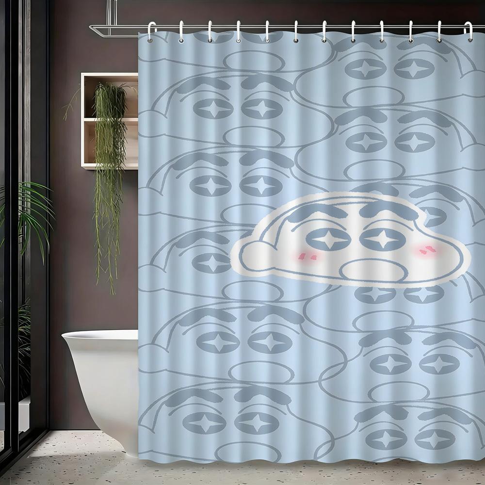 

Crayon Shin-Chan Family Snow Igloo Scene 2D Print Waterproof Shower Curtain, Purple Winter Bathroom Decor With Hooks W60H190(CM)-1 Pcs