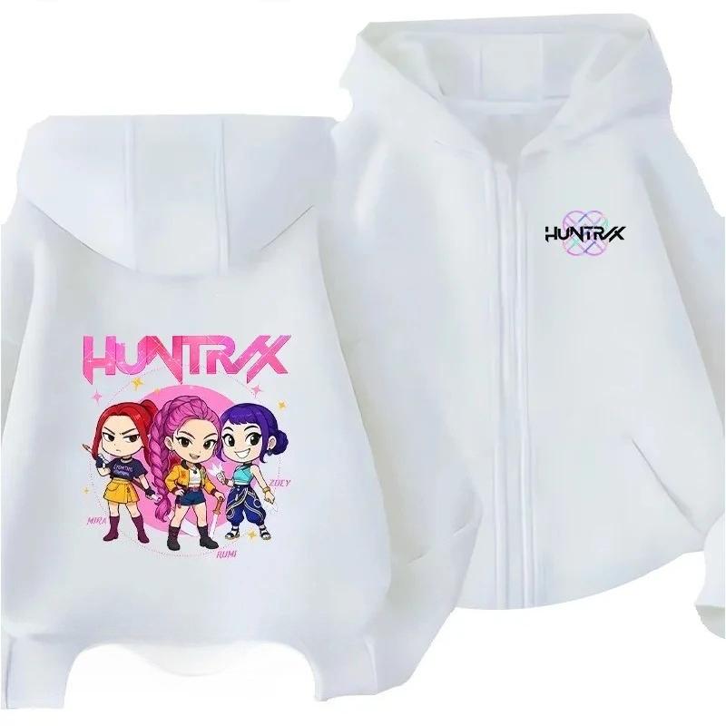 KPop Demon Hunters Zipper Hoodie Cartoon Girls Boys Coat Fashion Clothes Autumn Hoodie Kids Anime Sweatshirt