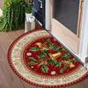 1Pcs Bow Bell Print Pattern Semi Circle Welcome Doormat Non Slip for Outdoor Patio Porch Kitchen Bathroom Entryway Floor Mat