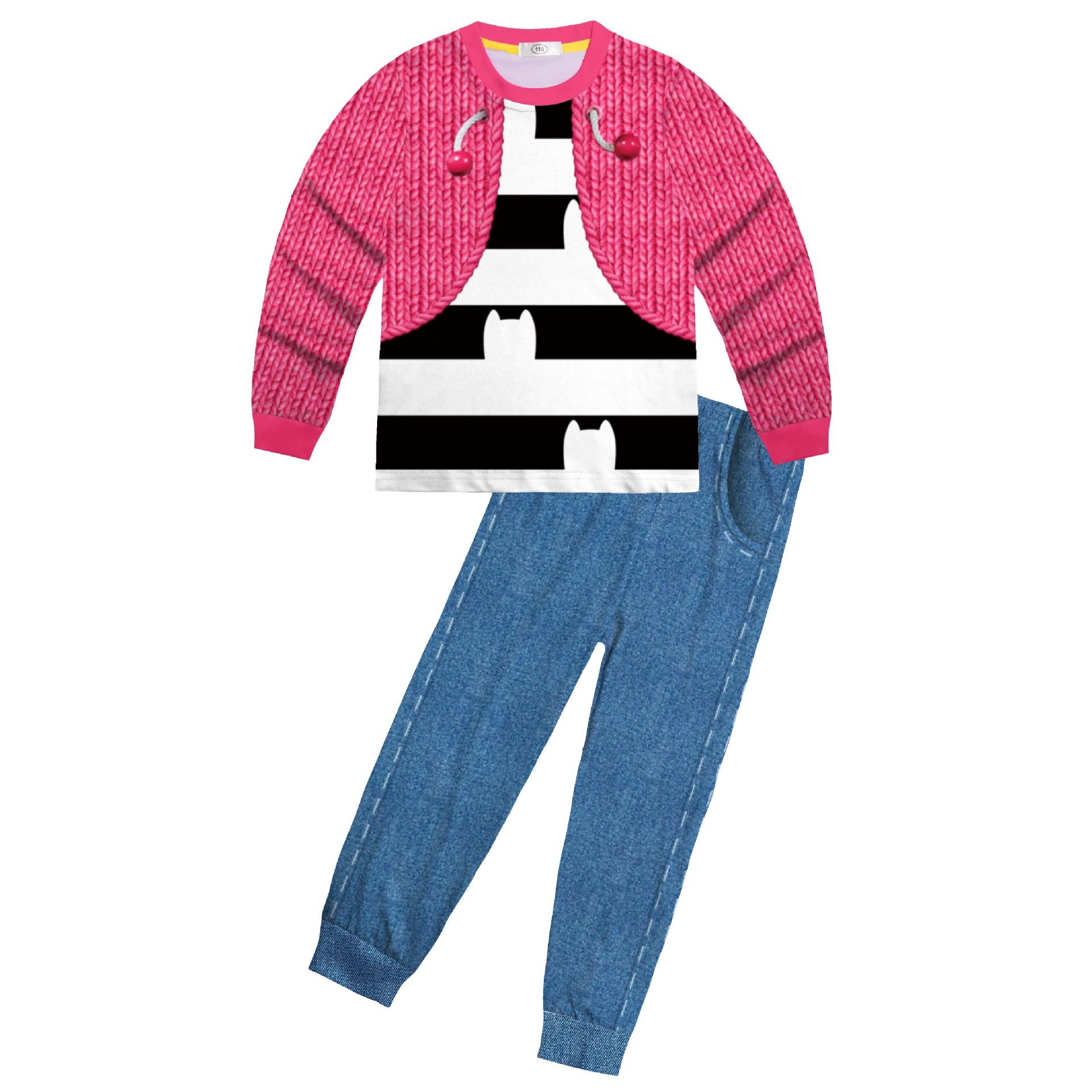 Maison de Bébé Filles Costume Enfant Pyjama Gab Chat Manches Longues T-shirt+Pantalon Bandeau Ensemble Nuit Halloween Enfants 110(3-4Y)