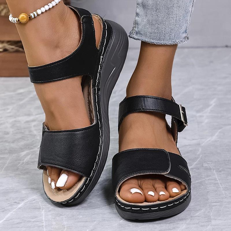 Fashion Women's Casual Summer Wedge Sandals Open Toe Ankle Strap Comfort Beach Shoes Woman Lightweight Non Slip Walking Sandalias Muejr