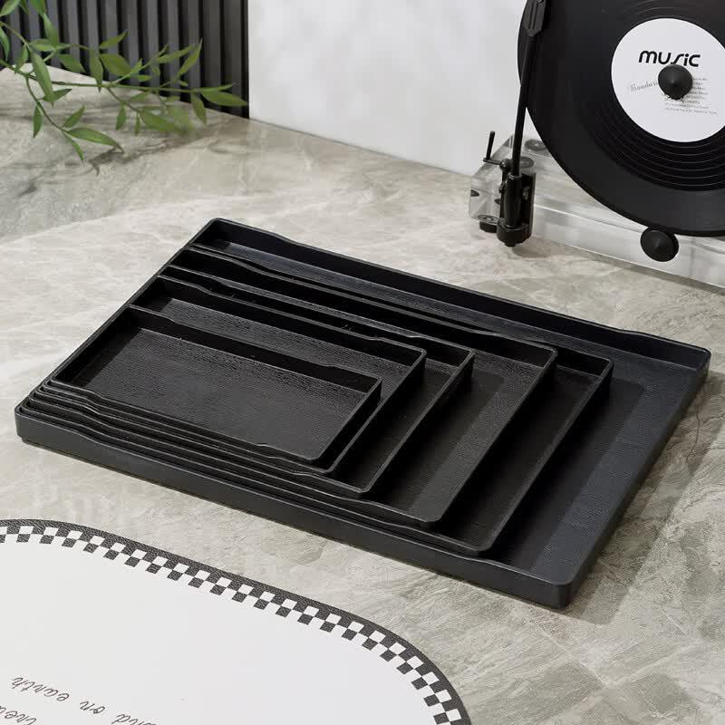 Ru Han Black Rectangular Plastic Serving Tray