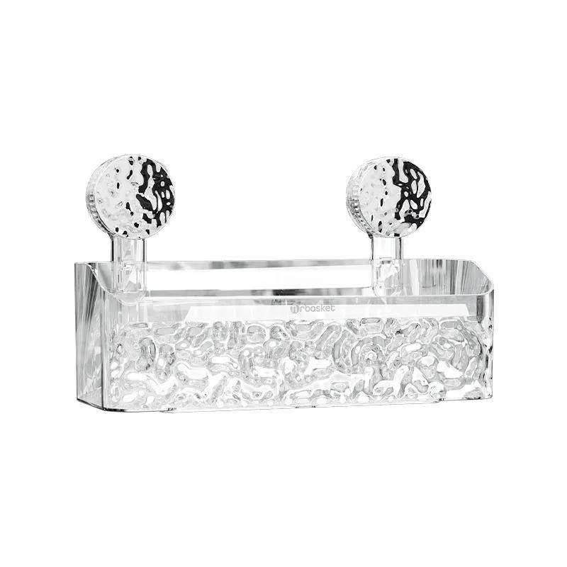 Light Luxury Style Glacier Pattern Suction Cup Shelf,Bathroom Suction Cup Storage Rack,Punch Free Sorting Box