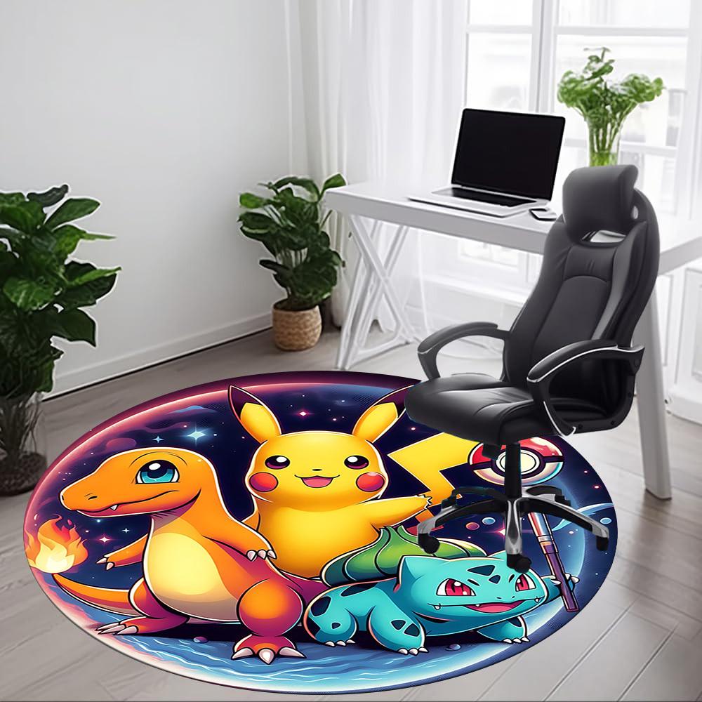 1pc Pokémon Charmander, Pikachu Carpet, Round Non-Slip Durable Large Size Office Carpet, Suitable for Office Yy250908024