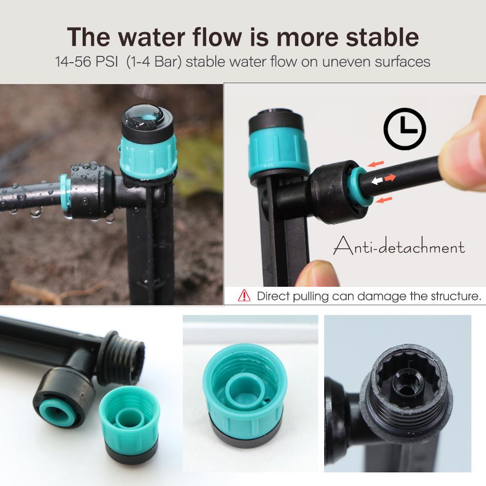 3/8" Bubbler Garden Irrigation Watering System 9/12mm PE Hose 360° Adjustable Sprinkler Tee Quick Connect Drip Watering Sprayers