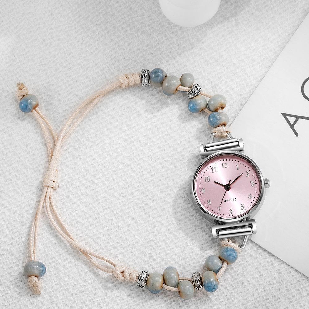 Gift bracelet, lady's watch New Casual Fashion Diamond-encrusted Women's Watch Korean-style Female Student Woven Drawstring Bracelet Watch