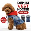 Denim Dog Jean Jacket Vest Cool Lightweight Spring Dog Hoodies with D-Ring Breathable Puppy Harness Coat For Small Medium Dogs