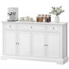 Living Room Sideboard, 3 Drawers, 4 Soft-Close Doors, Adjustable Shelves, White