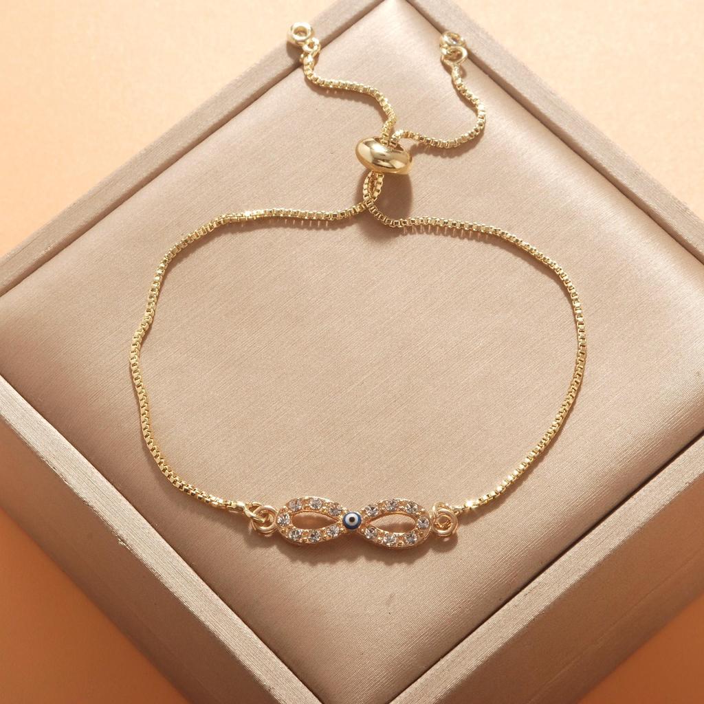 Verstellbares 8-förmiges Evil Eye Herzarmband für Damen - Europäische & Amerikanische Mode, Südostasiatischer Einfluss