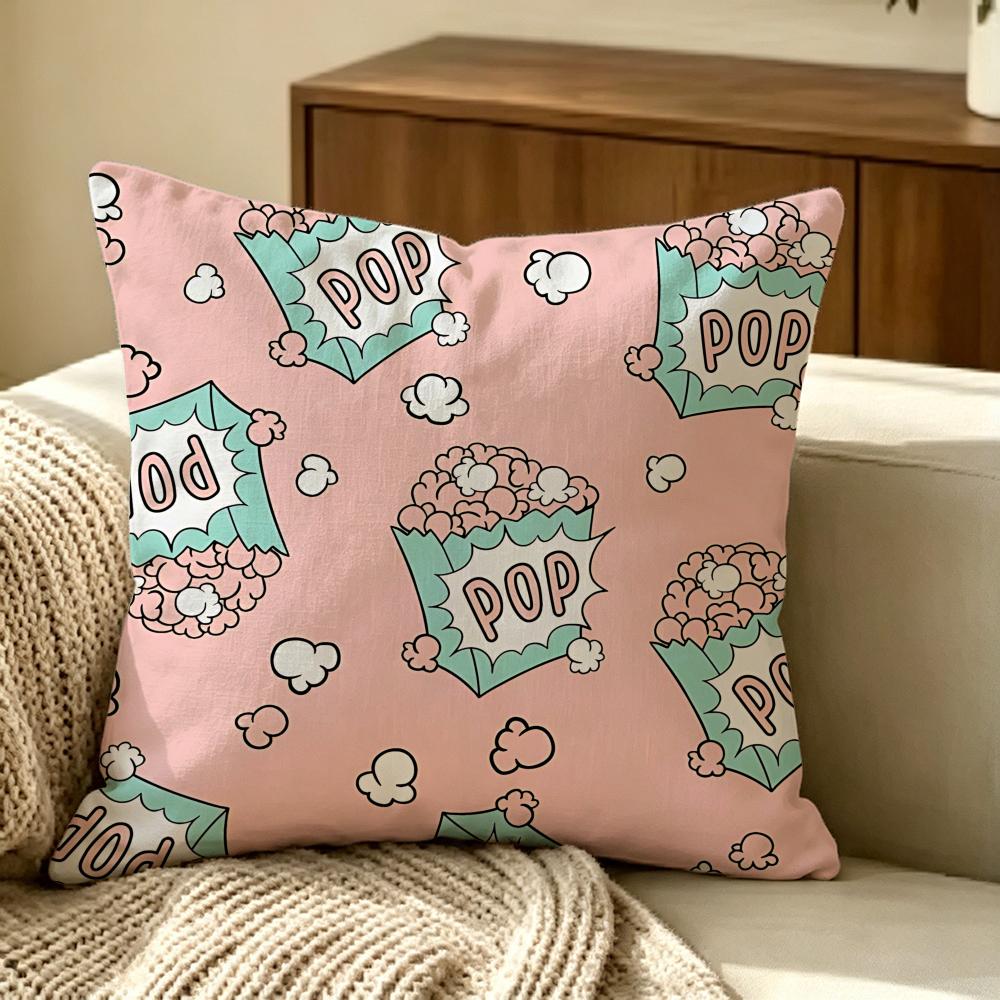 Food Popcorn Cushion Cover Pillow Cover Nordic Minimalist Throw Doublesided Print Cushion Case For Sofa Bedroom Decor