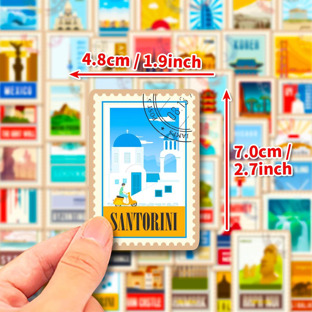50 World Landmark Graffiti Stickers for Laptops, Bicycles & Cars