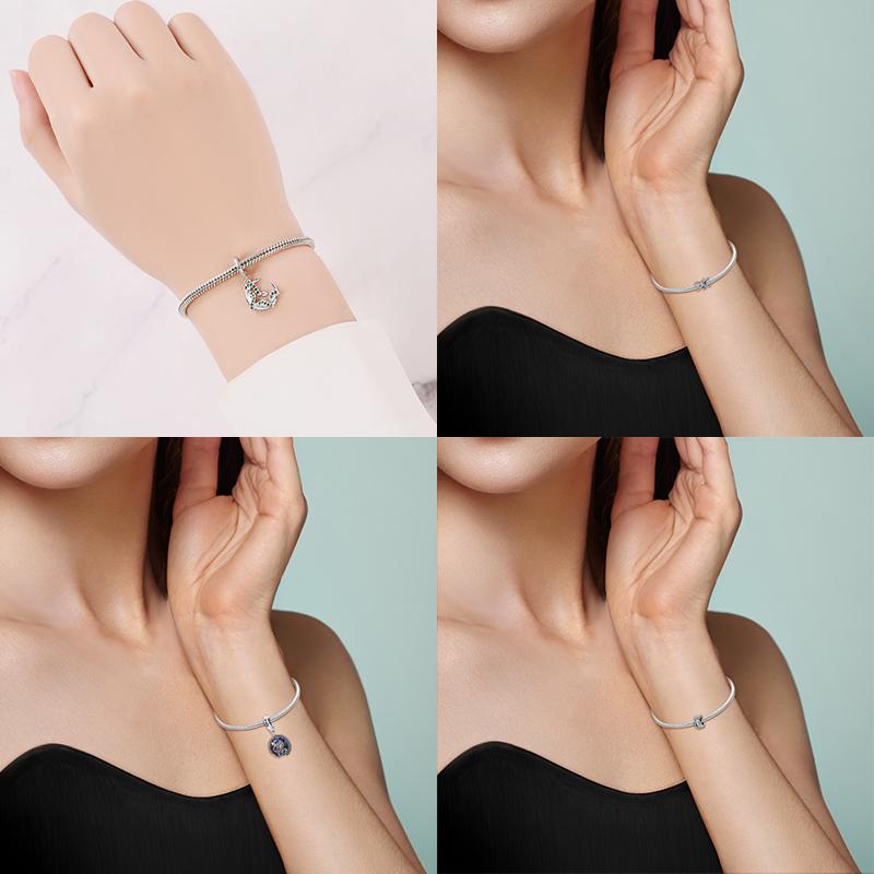 Original Copper Purple Zircon Snake Charms Beads Fit Bracelet Women Accessory Jewelry Making Fine Jewelry Gift