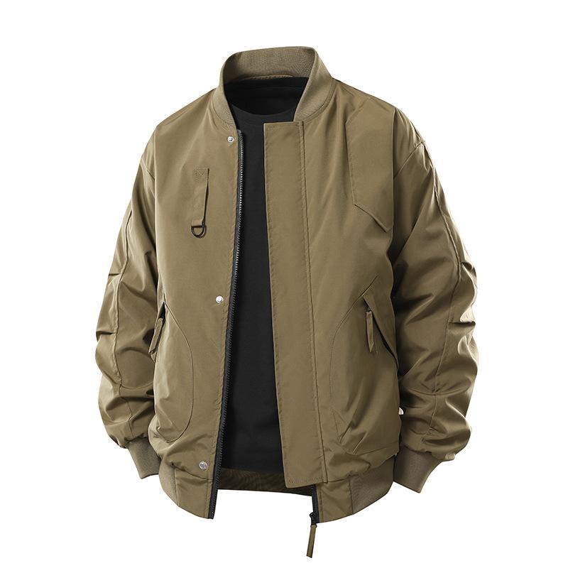 Men's Jacket with Stand Up Collar, Loose Oversized Breathable Workwear, Baseball Uniform, Casual Versatile Top
