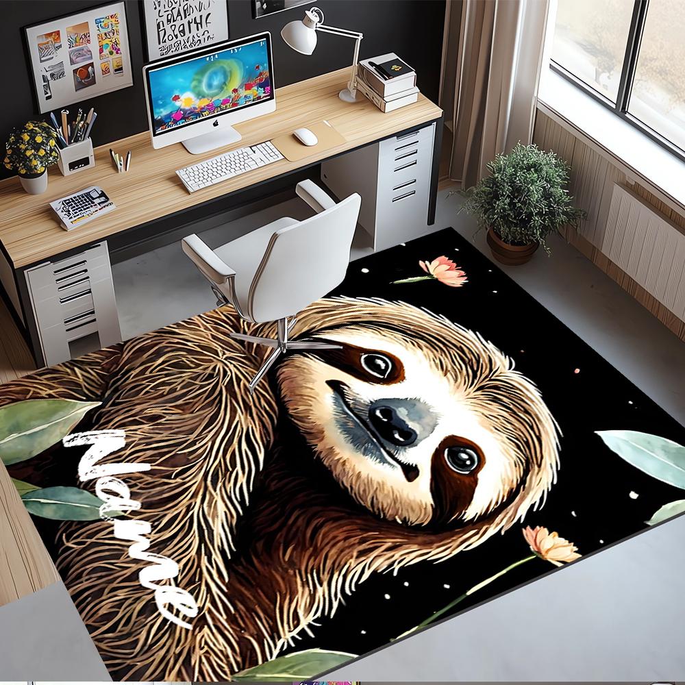 Custom Name Sloth Printed Carpet,Rug for Office Chair Living Room Bedroom Kitchen Room Decor Gifts.