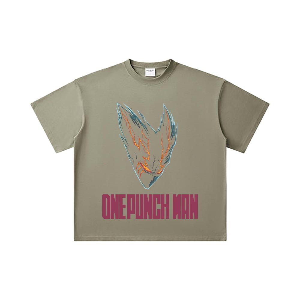 260 GSM Double Yarn 32 Count 100% Cotton One Punch Man V8 Garou Print Unisex Heavy Cotton T Shirt