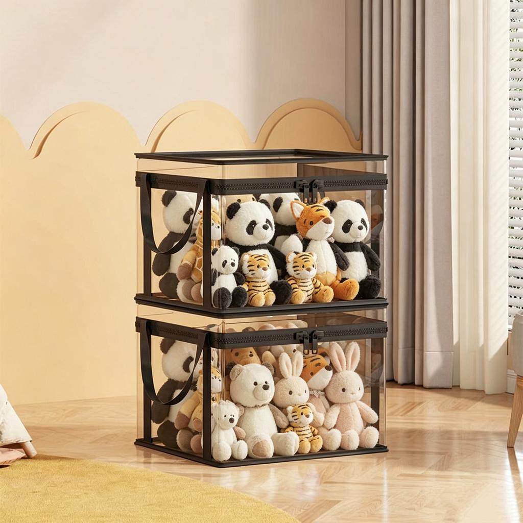 Book Storage Bag Transparent Visible With Zipper Handle Organizer Bag Multifunctional Dustproof Large Capacity Moisture