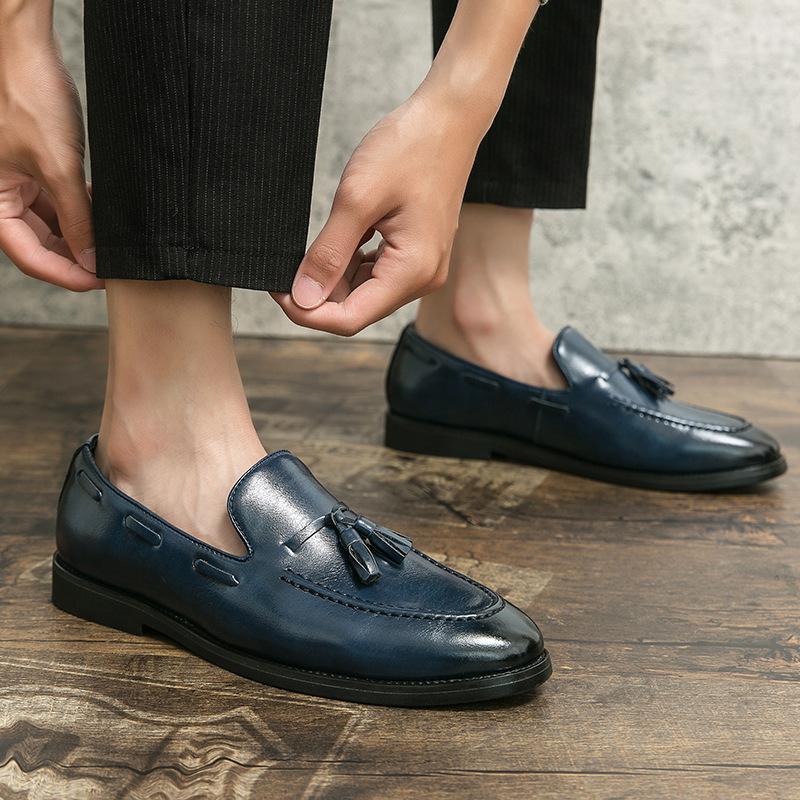 Tassel set loafers versatile youth beanie shoes leather shoes men's Korean version British men's shoes best man shoes