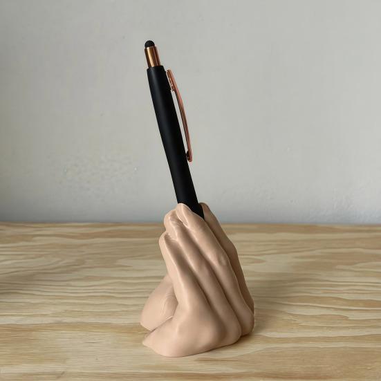 Solid Base Pen Holder Funny Hand Gesture for Desk, 3D Printed Creative Novelty Pencil Stand, Desktop Organizer Office Accessories Desk