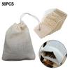 Neues praktisches Kordelzug-Design Baumwolltaschen Teetaschen für Gewürze Traditionelle Medizinbeutel 50er Pack Baumwolltuch Bündeltasche