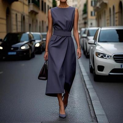A New Summer Sleeveless Round-neck Fashionable and Casual Long Dress