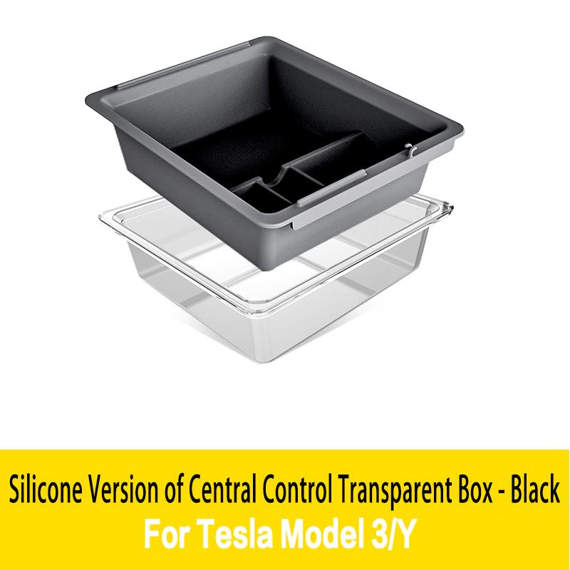 Car Central Control Crystal Box Silicone Water Cup Holder Storage Box For Tesla Model 3/Y 2021-2022 Auto Interior Accessories