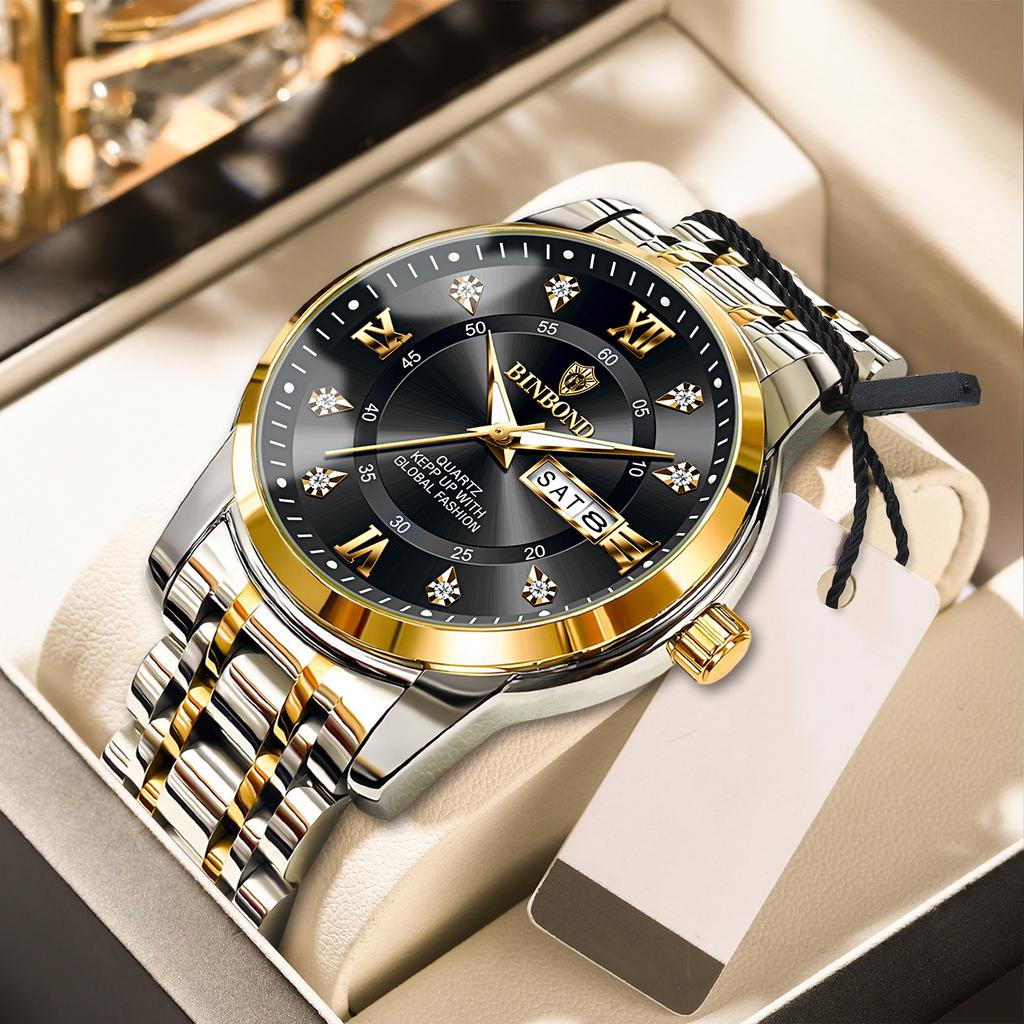 BINBOND Top Brand Luxury Fashion Watch Men 3ATM Waterproof Date Clock Sport Watches Mens Quartz Wristwatch