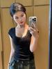 Lace Sweet and Spicy Big Neckline Short Sleeve T-Shirt Women's Summer Bow Design Sense Short Student Top