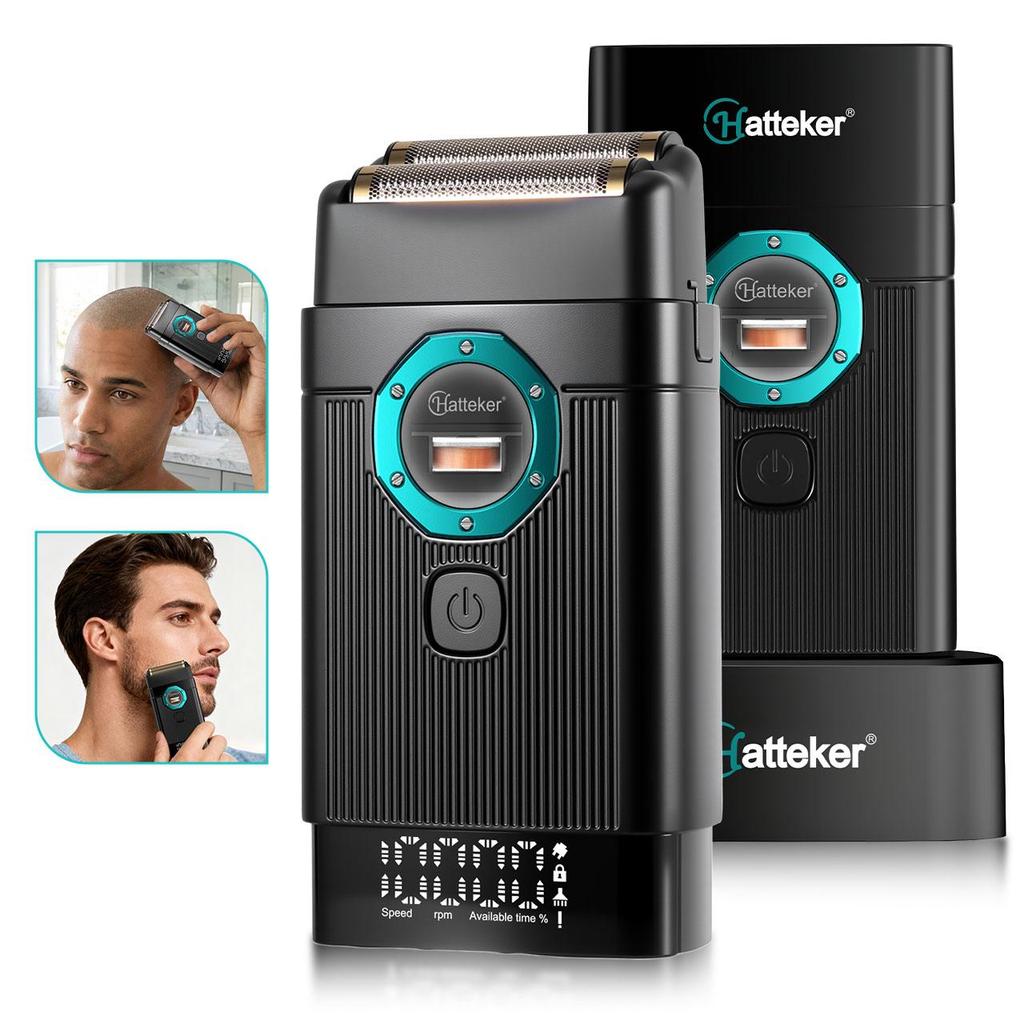Hatteker Magnetic Levitation Motor Shaver Double Floating Blades with Base & USB Charging