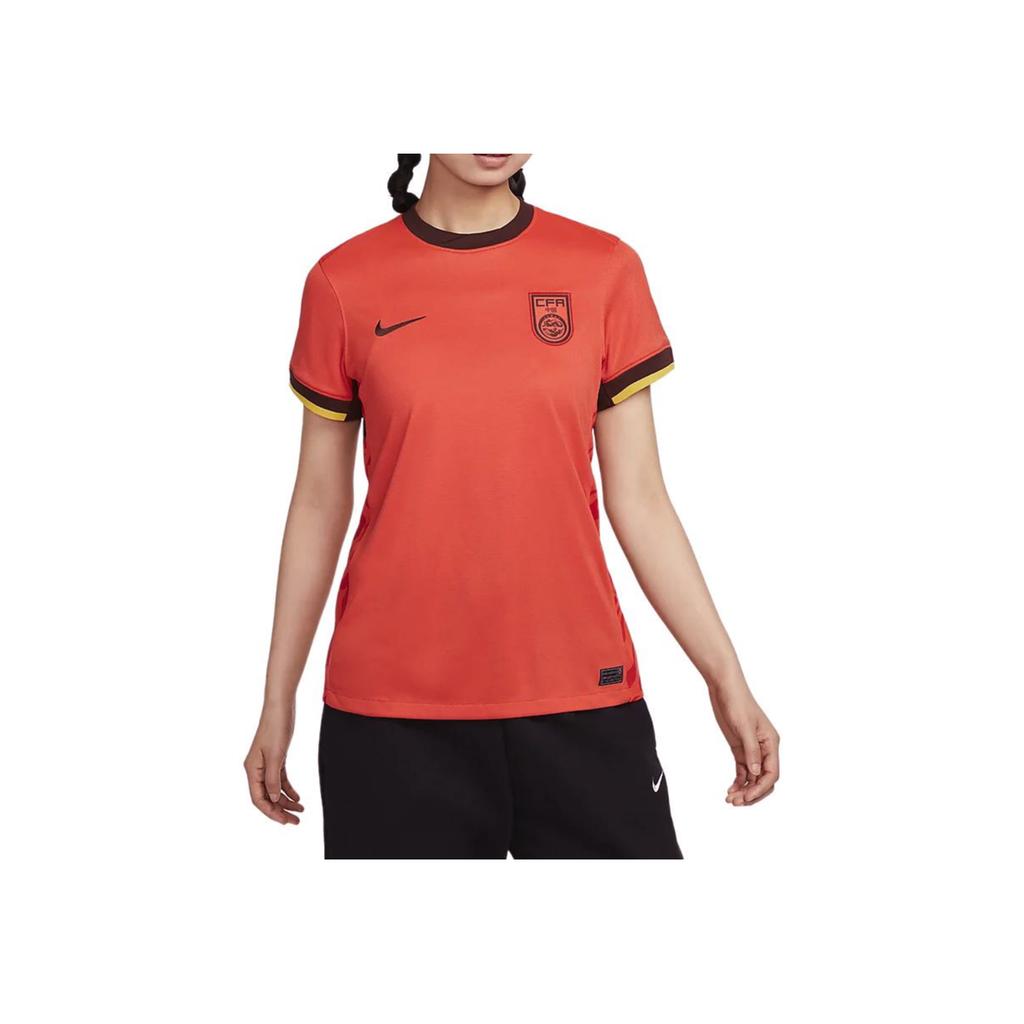 Nike Round Neck Moisture Wicking Short Sleeve Soccer Shirt Women Tops Passionate-Red Comet-Red Earth-Brown FJ4330633