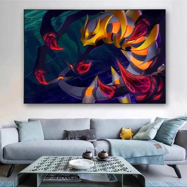 Pokemon Japanese Anime Peripheral Pikachu Charizard Giratina Wall Art Poster Decor Canvas PaintingModern Room Decorate Picture