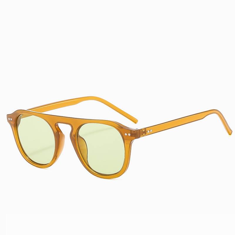 New Round Frame Jelly Color Single Beam Sunglasses For Men Women Korean Style Trendy Fashion Punk Rice Nail Flat Top Sun Glasses