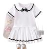 Girls' Fashionable White Outfit - Summer Children's Princess Short-sleeved T-shirt + Short Skirt Set