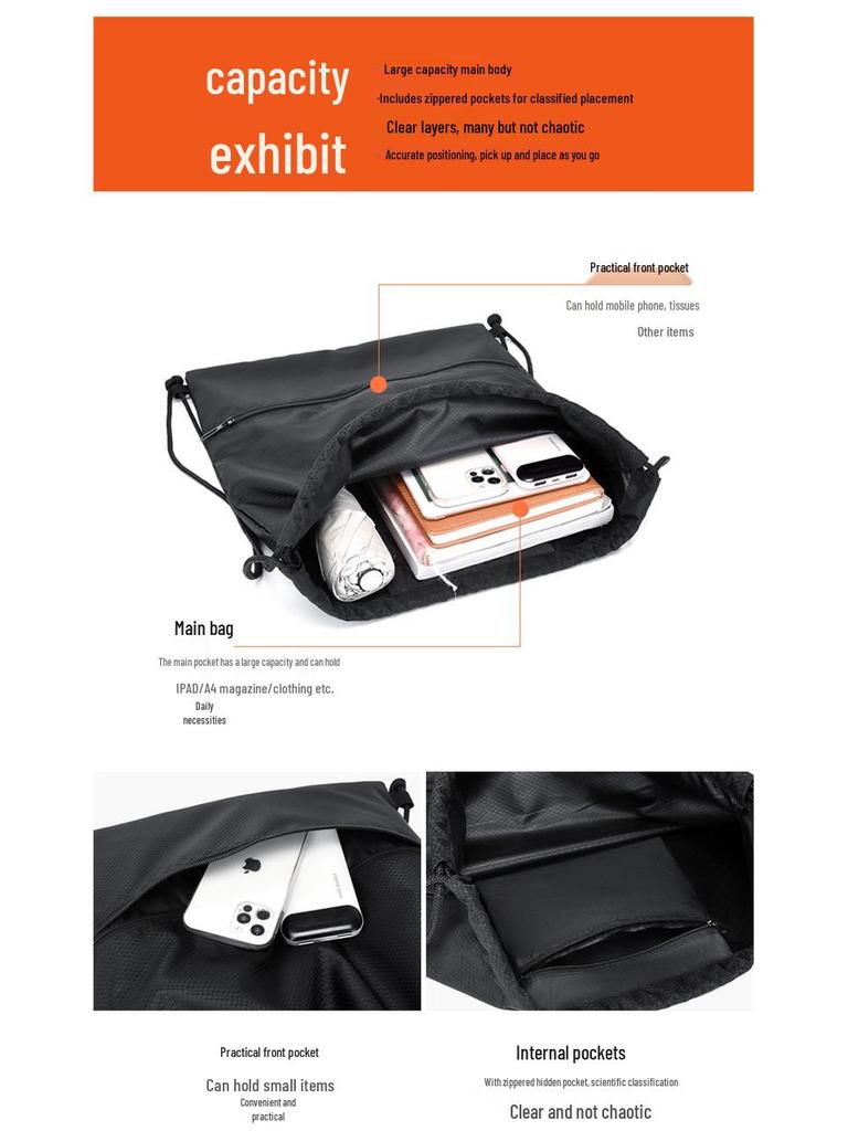 Sports Drawstring Backpack: Large Capacity for Basketball & Football, Unisex, Lightweight & Simple Design